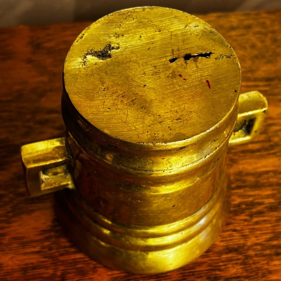Antique 19th century solid brass double handled apothecary mortar - Picture 5 of 7